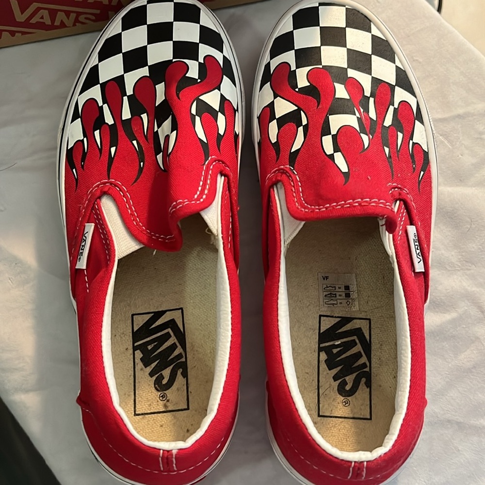 Checkered flame 🔥 slip on